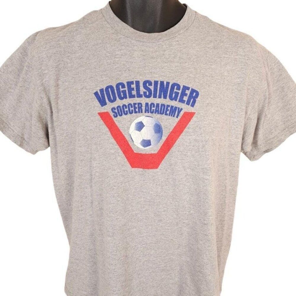 Vintage Vogelsinger Soccer Academy T Shirt Mens Size Small Gray 90s Y2K Nike
